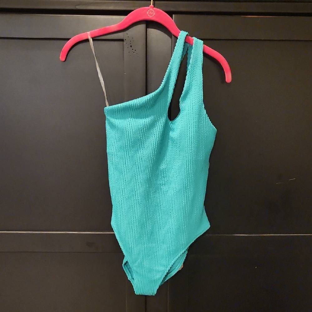Old Navy SZ XS Green One Shoulder One Piece Swimsuit